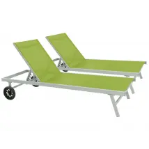 2 Lettini in alluminio e textilene BELLA - Phoenix - Verde