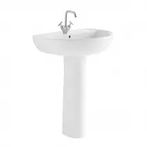 Lavabo con colonna 60 cm Geberit in ceramica lucida Colibrì