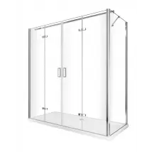 Box cabina doccia con ingresso libero apertura a libro pieghevole e lastra fissa reversibile H 190 cromo trasparente anticalcare misure 65-67,5 Fisso + Porta 118,5-122