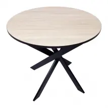 Tavolo da pranzo rotondo ZEN, 90x90x77cm, per 4 persone, colore Rovere e nero, Gambe in metallo laccato nero opaco RF1145