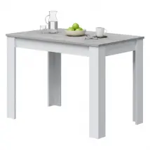 Tavolo fisso Anat, Tavolo per sala pranzo, Tavolo consolle moderno per salotto o cucina, cm 109x67x78, Bianco e Cemento