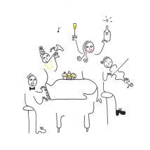 Eva Gans | Verjaardagskaart | Muzikale band | Square Card