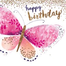 Hotchpotch | Verjaardagskaart | Vlinder | Goud | Roze | Vleugel | Square Card