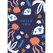 Lucy Maggie | Denken aan kaart | vis | hello you | Postcard
