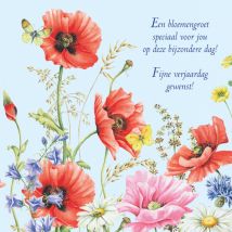 Janneke Brinkman | Verjaardagskaart met fleurige bloemen | Large Square Card