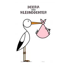 YH Tekent | Geboortekaart | ooievaar | roze | Postcard
