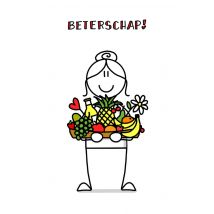 YH Tekent | Beterschapskaart | Illustratie fruitmand | Postcard
