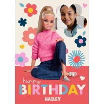 Barbie | Verjaardagskaart | Met foto | bloemen | Large Card