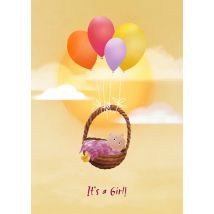 Fishuals | Patricia Hooning | Geboortekaart | Ballonnen | Girl! | Postcard