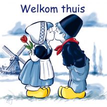 Old Dutch | Vakantiekaart | Molen | Tulpen | Square Card