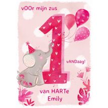 Ling Design | Verjaardagskaart | olifant | 1 jaar | Giant Card