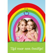 Woezel en Pip | Uitnodiging met foto in regenboog | Standard Card