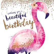 Hotchpotch | Verjaardagskaart | Flamingo | Goud | Confetti | Large Square Card