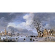 Klaas de Jong | Kunstkaart | schaatsers | Postcard