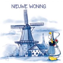 Old Dutch | Nieuwe woning | molen | boerin | Square Card