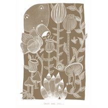 De Merkwaardige Studio | Denken aan kaart | Lino print | Postcard