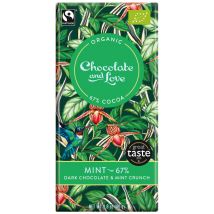 Chocolate & Love Organic Fairtrade Mint 67% Dark Chocolate Bar - 80g