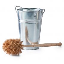 ecoLiving Plastic Free Toilet Brush & Silver Holder Set