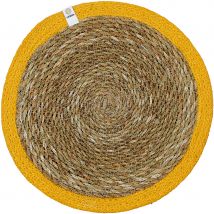 Round Seagrass & Jute Tablemat - Yellow