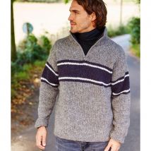 Retro Stripe Half Zip - Grey