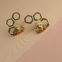 Vurchoo Gold Bumblebee Stud Earrings