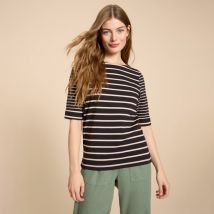 White Stuff Fairtrade Sydney Boat Neck Stripe Tee - Black