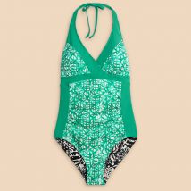 White Stuff Recycled Sunshine Reversible Swimsuit - Green
