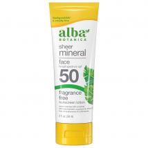 Alba Botanica Sheer Mineral Face Fragrance Free Face Sunscreen SPF 50 - 59ml