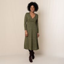 Lily & Me Rose Paintbrush Wrap Dress - Olive