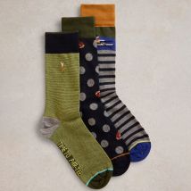 White Stuff Sporty Chap Organic Ankle Socks - 3 Pairs
