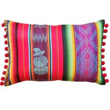 Ecuadorian Fabric Rectangle Cushion - Red