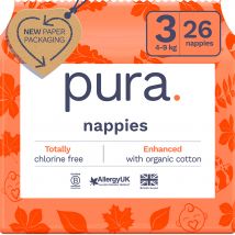 Pura Nappies - Size 3 - 4-9kg - Pack of 26