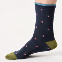 Thought Seasons Toadstool Bamboo Crew Socks - Navy Blue - UK7-11