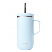 Qwetch Insulated Stainless Steel Cold Cup With Handle - Pastel Blue - 600ml
