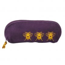 Fair Trade Velvet Bee Make-Up Bag - Aubergine