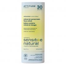 ATTITUDE Natural Oatmeal Sensitive Face Sunscreen Stick - Unscented - 30 SPF - 20g