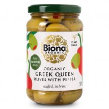 Biona Organic Greek Queen Olives with Pepper - 370g