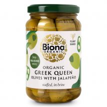 Biona Organic Greek Queen Olives with Jalapeno - 370g