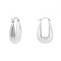 Vurchoo Silver Drop Saddle Hoop Earrings