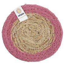 Respiin Round Seagrass & Jute Coaster - Pink - Set of 6