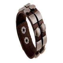 Wristband Adjustable Leather Bracelet New Fashion Unisex Geometric Aloy Punk Rock Cowhide Bangle Cuff