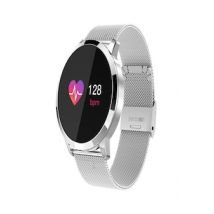 Waterproof Q8 Smart Watch for Women and Men - Fashion Fitness Tracker Heart Rate Blood Pressure - Silver steel