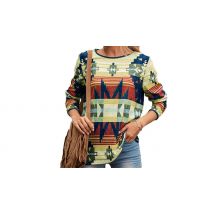 Women’s Long-Sleeve Ethnic-Style Print Pullover