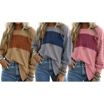Striped Colour-Blocked Long-Sleeve Top - 6 Colours & 5 Sizes