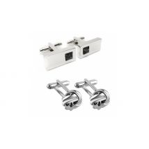 Sterling Silver Plated Cufflink Set - 2 Pairs