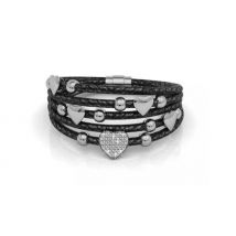 Leather Heart Bracelet with Swarovski Elements - With Gifting Pouch