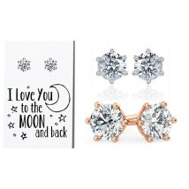 'Moon and Back' Simulated Crystal Earrings With Quote Card - 2 Colours