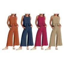 Women's Sleeveless Ruffle Summer 2-Piece Set - 8 Colours, 6 Sizes!