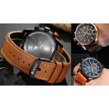 Men's Curren Leather Strap Quartz Watch - 4 Colours