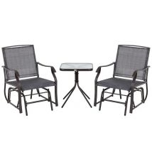 Outsunny 3-Piece Outdoor Glider Chair with Coffee Table Bistro Set